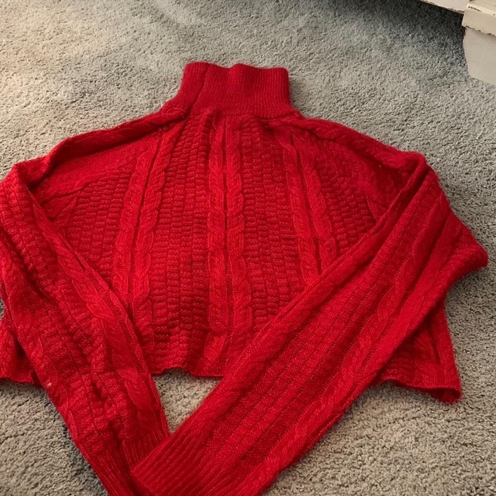 Red crop sweater